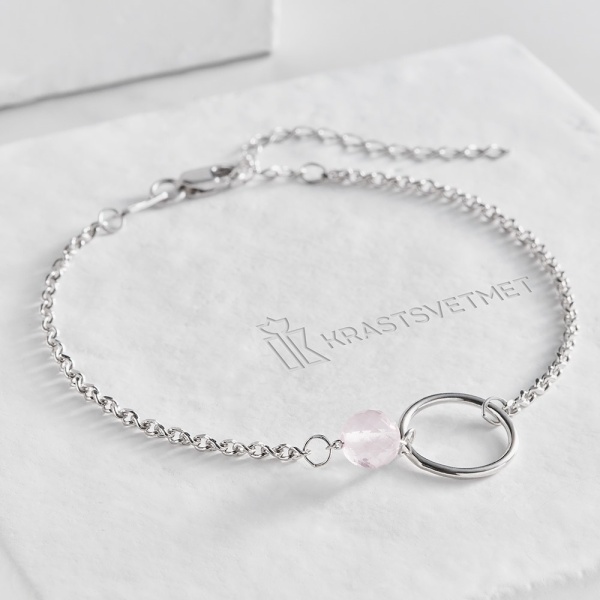 Браслет из серебра с кольцом и кварцем